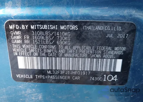 2018 Mitsubishi Mirage G4 Es from USA, damaged, VIN ML32F3FJ1JHF01917